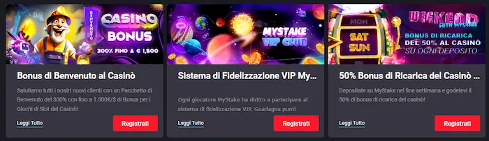 MyStake Casino Italy bonus